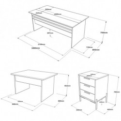 Conjunto de muebles de oficina VS7-CGA antracita gris marrón Practica Hogar