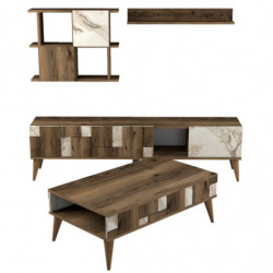 Conjunto de muebles de salón Madrid nogal blanco Practica Hogar