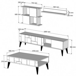 Conjunto de muebles de salón Madrid nogal blanco Practica Hogar