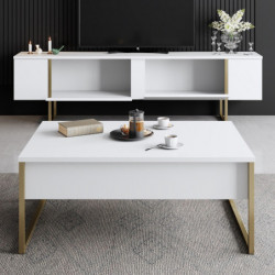 Conjunto de muebles de salón Luxe dorado blanco Practica Hogar