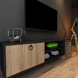 Mueble TV Zigon Sehpalı L503 roble negro Practica Hogar