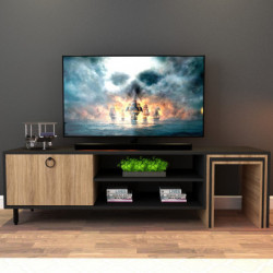 Mueble TV Zigon Sehpalı L503 roble negro Practica Hogar