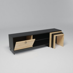Mueble TV Zigon Sehpalı L503 roble negro Practica Hogar