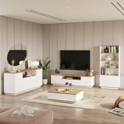 Conjunto de muebles de salón FR19-AW pino atlántico blanco Practica Hogar