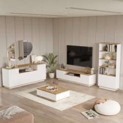Conjunto de muebles de salón FR19-AW pino atlántico blanco Practica Hogar