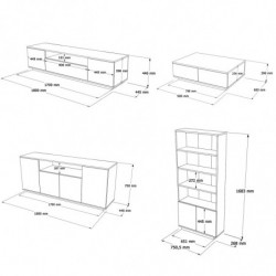Conjunto de muebles de salón FR19-AW pino atlántico blanco Practica Hogar
