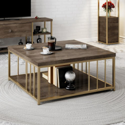 Mesa de centro Zenn dorado nogal Practica Hogar