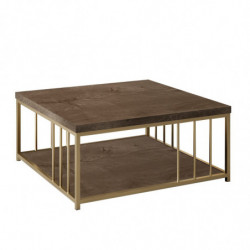 Mesa de centro Zenn dorado nogal Practica Hogar
