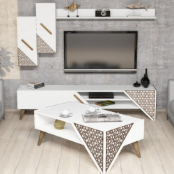 Conjunto de muebles de salón Beril blanco Practica Hogar