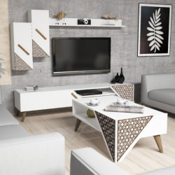 Conjunto de muebles de salón Beril blanco Practica Hogar