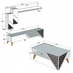 Conjunto de muebles de salón Beril blanco Practica Hogar