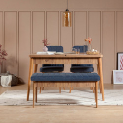 Set mesa comedor extensible y sillas (4 piezas) Vina 1048 pino atlántico azul oscuro Practica Hogar