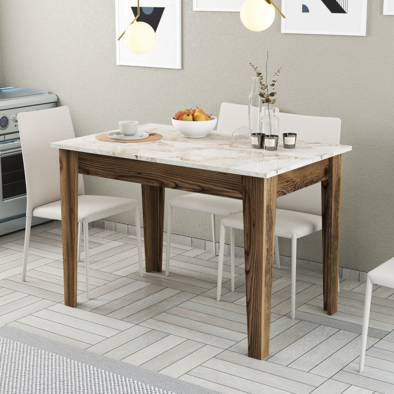 Mesa de cocina Kiev 506 blanco nogal Practica Hogar Mesa de cocina Kiev 506 blanco nogal Practica Hogar