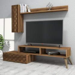 Mueble TV con estante Planet nogal Practica Hogar