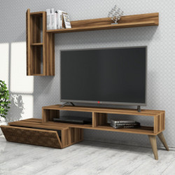 Mueble TV con estante Planet nogal Practica Hogar