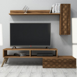 Mueble TV con estante Planet nogal Practica Hogar