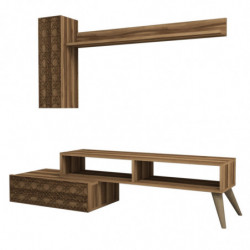 Mueble TV con estante Planet nogal Practica Hogar