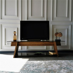 Mueble TV TV201 negro nogal Practica Hogar