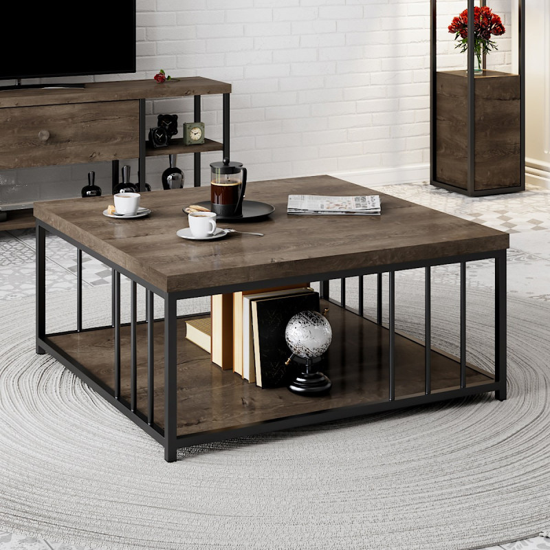 Mesa de centro Zenn negro nogal Practica Hogar Mesa de centro Zenn negro nogal Practica Hogar