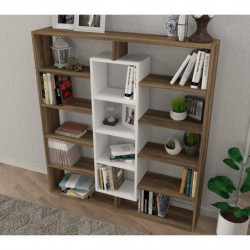 Librería Ample blanco nogal Practica Hogar