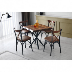 Mesa comedor Safir-1462 nogal Practica Hogar