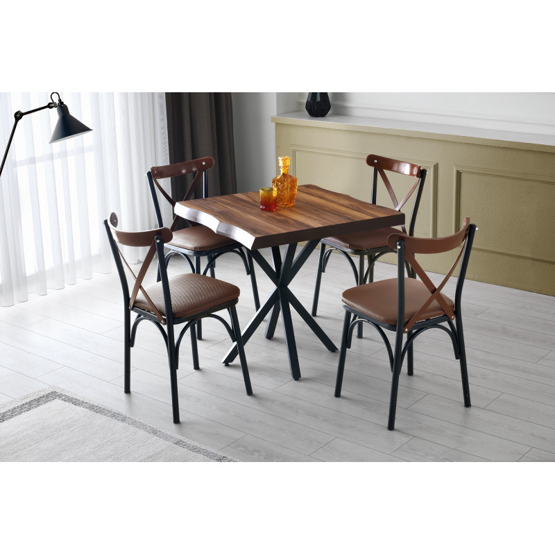 Mesa comedor Safir-1462 nogal Practica Hogar Mesa comedor Safir-1462 nogal Practica Hogar