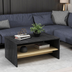 Mesa de centro Apollon Negro Mármol Roble Zafiro Practica Hogar