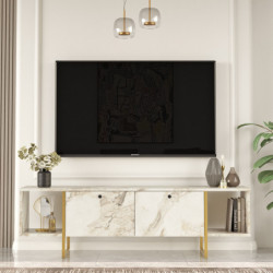 Mueble TV VG30-GE dorado blanco Practica Hogar