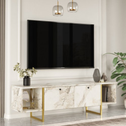 Mueble TV VG30-GE dorado blanco Practica Hogar