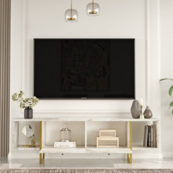 Mueble TV VG30-GE dorado blanco Practica Hogar