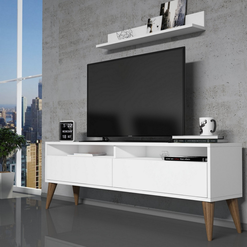 Mueble TV con estante Best blanco Practica Hogar Mueble TV con estante Best blanco Practica Hogar