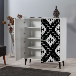 Mueble auxiliar Multilüx Swan blanco negro Practica Hogar