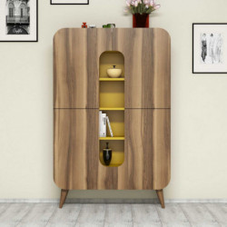 Mueble auxiliar Mine amarillo nogal Practica Hogar