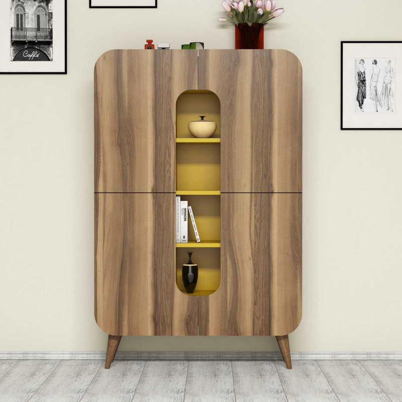 Mueble auxiliar Mine amarillo nogal Practica Hogar Mueble auxiliar Mine amarillo nogal Practica Hogar