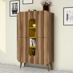 Mueble auxiliar Mine amarillo nogal Practica Hogar