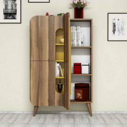 Mueble auxiliar Mine amarillo nogal Practica Hogar