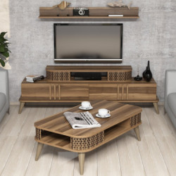 Conjunto de muebles de salón Eylül nogal Practica Hogar