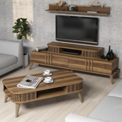 Conjunto de muebles de salón Eylül nogal Practica Hogar
