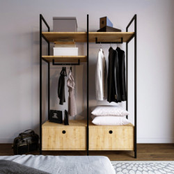 Armario Perm-L638 roble negro Practica Hogar