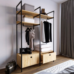 Armario Perm-L638 roble negro Practica Hogar
