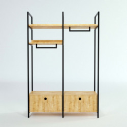 Armario Perm-L638 roble negro Practica Hogar