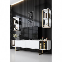 Mueble TV con estante Line blanco negro Practica Hogar