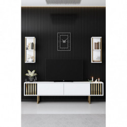 Mueble TV con estante Line blanco negro Practica Hogar