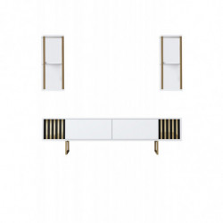 Mueble TV con estante Line blanco negro Practica Hogar