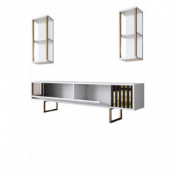 Mueble TV con estante Line blanco negro Practica Hogar