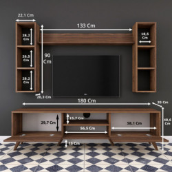 Mueble TV con estante M5-240 nogal Practica Hogar