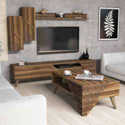 Conjunto de muebles de salón Beril-nogal Practica Hogar