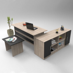 Conjunto de muebles de oficina VO10 OB roble negro Practica Hogar