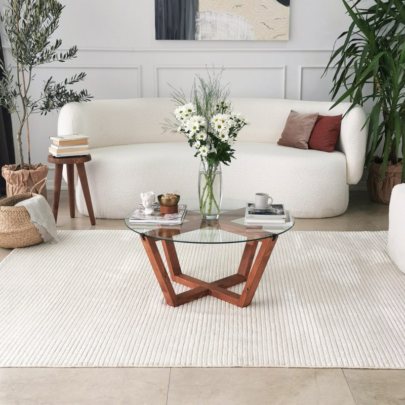 Mesa de centro Lotus madera natural Practica Hogar