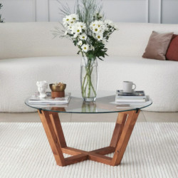 Mesa de centro Lotus madera natural Practica Hogar